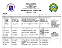 LIST OF TEACHER APPLICANTS Secondary Level