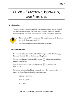 ch 28 - fractions, decimals, and percents - Math 75