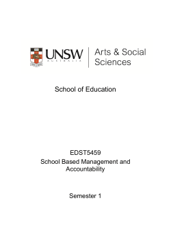EDST5459 School Based Management and Accountability