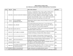 Indian Genetics Congress 2015 List of Abstracts
