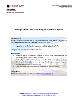 Santiago Grisolia PhD scholarship for a period of 3 years