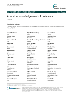 Annual acknowledgement of reviewers