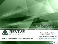 February 26, 2015 - Revive Therapeutics Ltd.