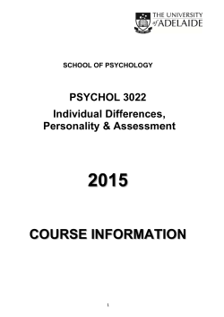 PSYCHOL 3022 Individual Differences, Personality & Assessment