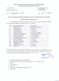 Provisionally Selected candidates of Contractual Strater Cum Time