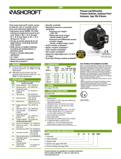 Ashcroft B700 Series Pressure Switch Quick Specs PDF