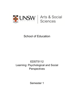 EDST5112 Learning: Psychological and Social Perspectives