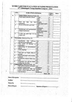 Score-card for Evaluation of Paper Presentation and List of Eligible