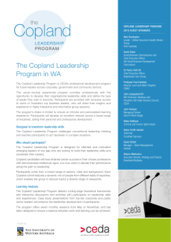 The Copland Leadership Program in WA