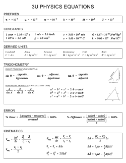 3U - Physics Equations Formula Sheet