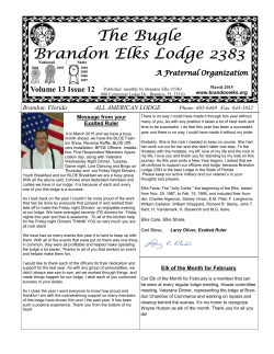 March 2015 Bugle - Brandon Elks Lodge #2383