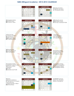 School Calendar - IQRA Bilingual Academy