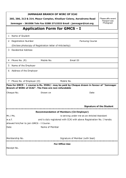 Application Form for GMCS - I - Jamnagar Branch of WIRC of ICAI