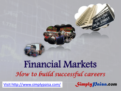 Financial Markets - How to buid successful career