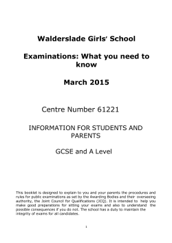 WGS Student Examination Booklet 5 Mar 2015