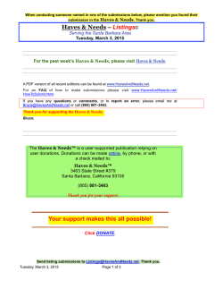 Tuesday - Haves & Needs