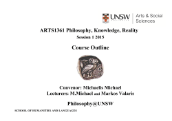 ARTS1361 Philosophy, Knowledge, Reality