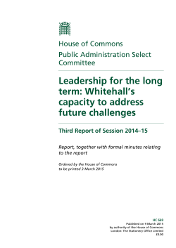 Leadership for the long term: Whitehall`s capacity to address future