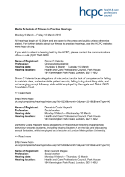 Media Schedule of Fitness to Practise Hearings