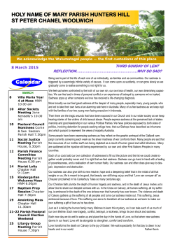 Weekly Bulletin - holy name of mary parish hunters hill