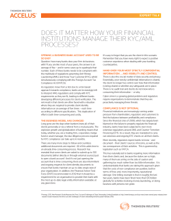 does it matter how your financial institutions manage their kyc/aml