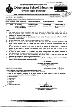 Directorate School Education - Directorate of School Education