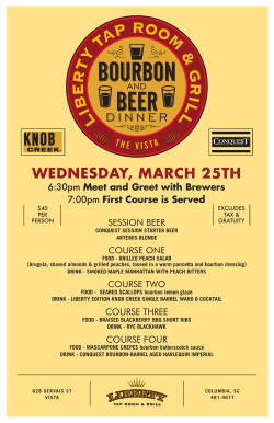 Liberty Tap Room Vista Bourbon & Beer Dinner Wednesday, March