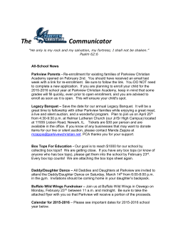 02/20/15: The Communicator - Parkview Christian Academy