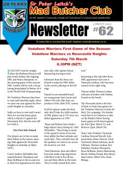 Newsletter #62 - Sir Peter Leitch