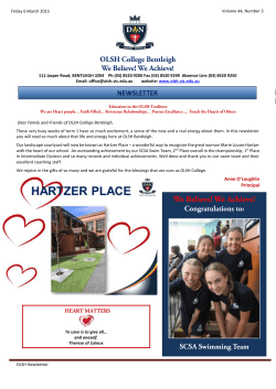Newsletter 6 March 2015 - Our Lady of the Sacred Heart College