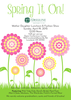 Mother Daughter Luncheon & Fashion Show Sunday, April 19, 2015