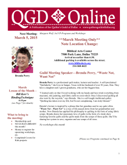 March 5, 2015 **March Meeting Only** Note Location Change: