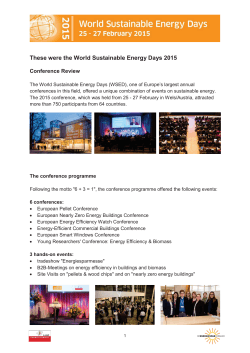 Conference review 2015 - World Sustainable Energy Days