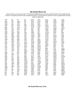 4th Grade Word List