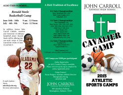 CAVALIER CAMP - John Carroll Catholic High School