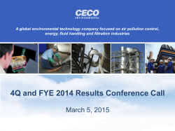 4Q and FYE 2014 Results Conference Call