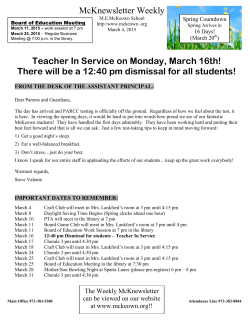 McKnewsletter Weekly - Marian E. McKeown School