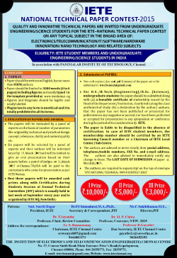NATIONAL TECHNICAL PAPER CONTEST-2015