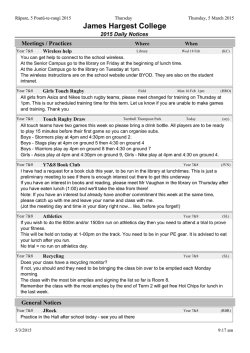 Thursday`s Notices - James Hargest College