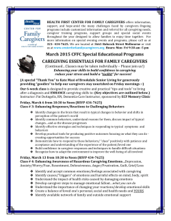 Newsletter - The Center for Family Caregivers.