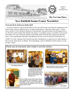 New Fairfield Senior Center Newsletter Thank you to everyone who