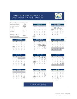 2015-2016 School Calendar - Parkland School Division