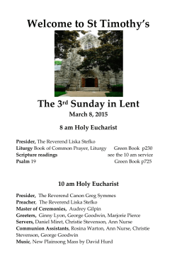 March 8, Lent 3 - St. Timothy Anglican Church