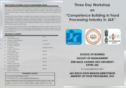 Three Day Workshop on “Competence Building in Food Processing