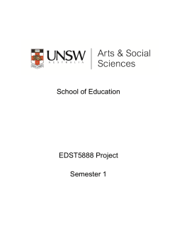 School of Education EDST5888 Project Semester 1