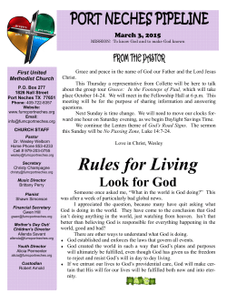 This Week`s Pipeline - First United Methodist Church