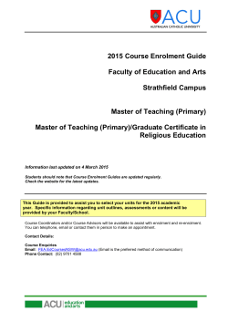 Course Enrolment Guide – Master of Teaching (Primary