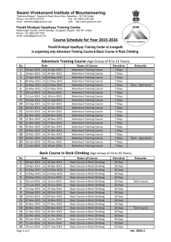 Course Schedule for Year 2015-2016