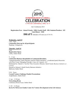 Draft Schedule of Events - Entrepreneurship at Cornell