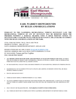 Rv Regualtions 2015 - Earl Warren Showgrounds